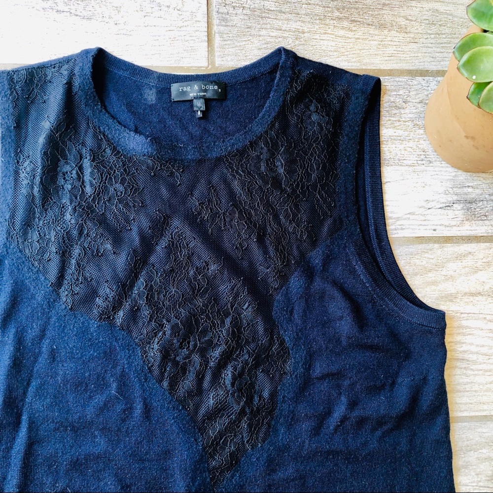 Rag and Bone Lace Front Sleeveless Top